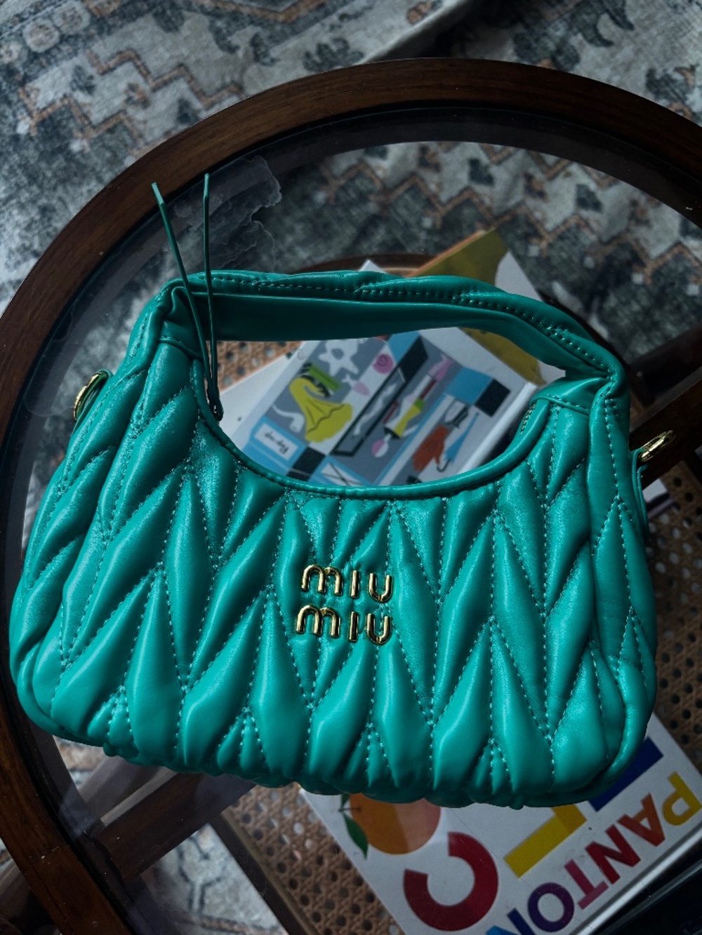 Mini miu miu teal handbag
